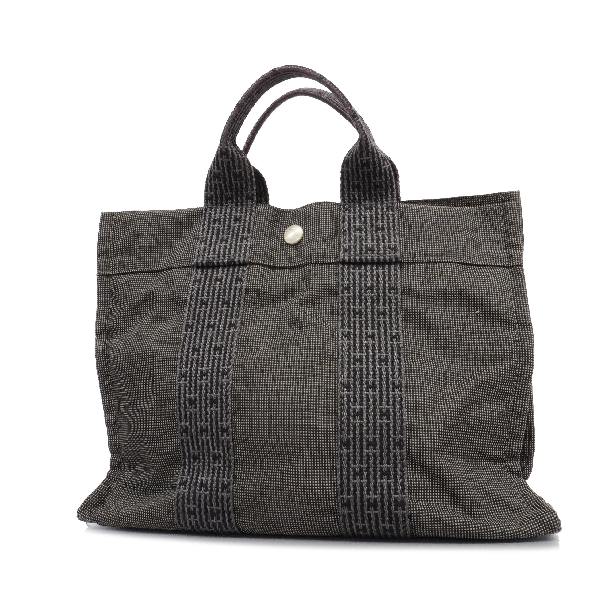 Hermesauth Her Line Yale Line Pm Women's Nylon Canvas Tote Bag Dark Gray